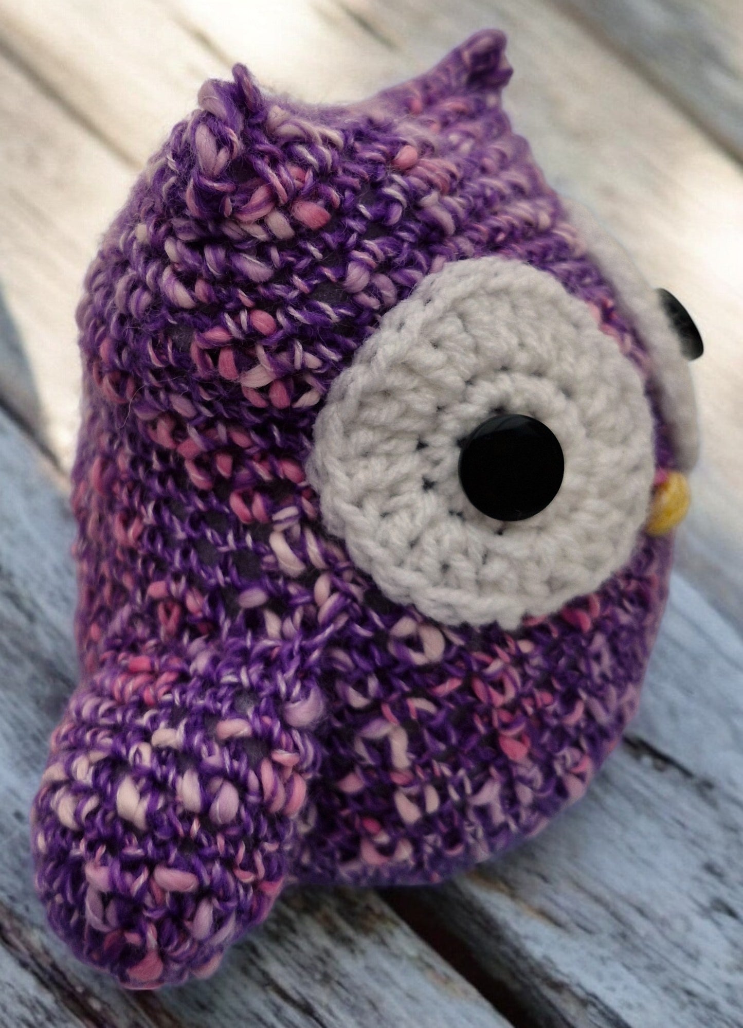 Handmade Crochet Owl - Chunky Purple Soft Toy