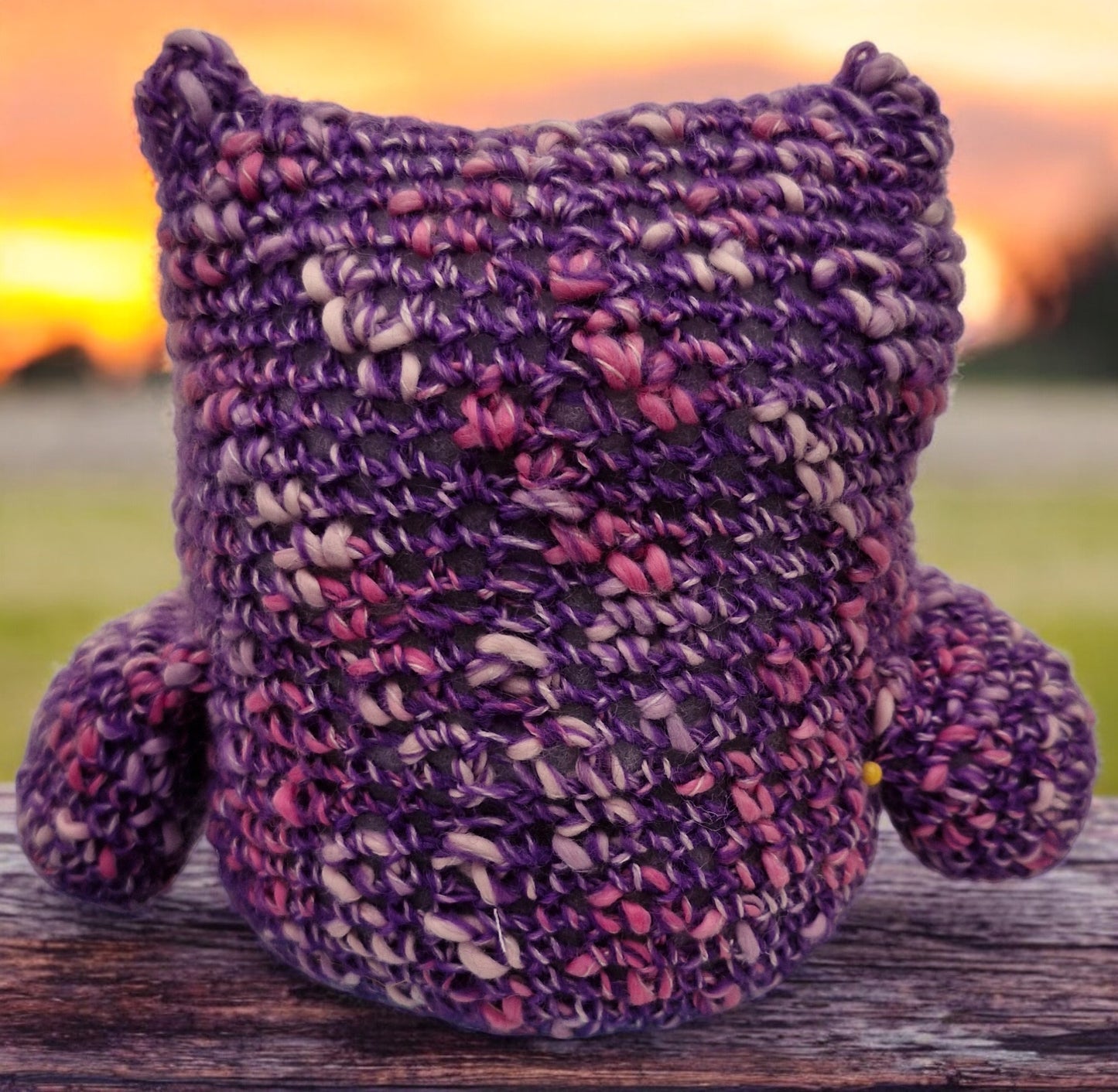 Handmade Crochet Owl - Chunky Purple Soft Toy