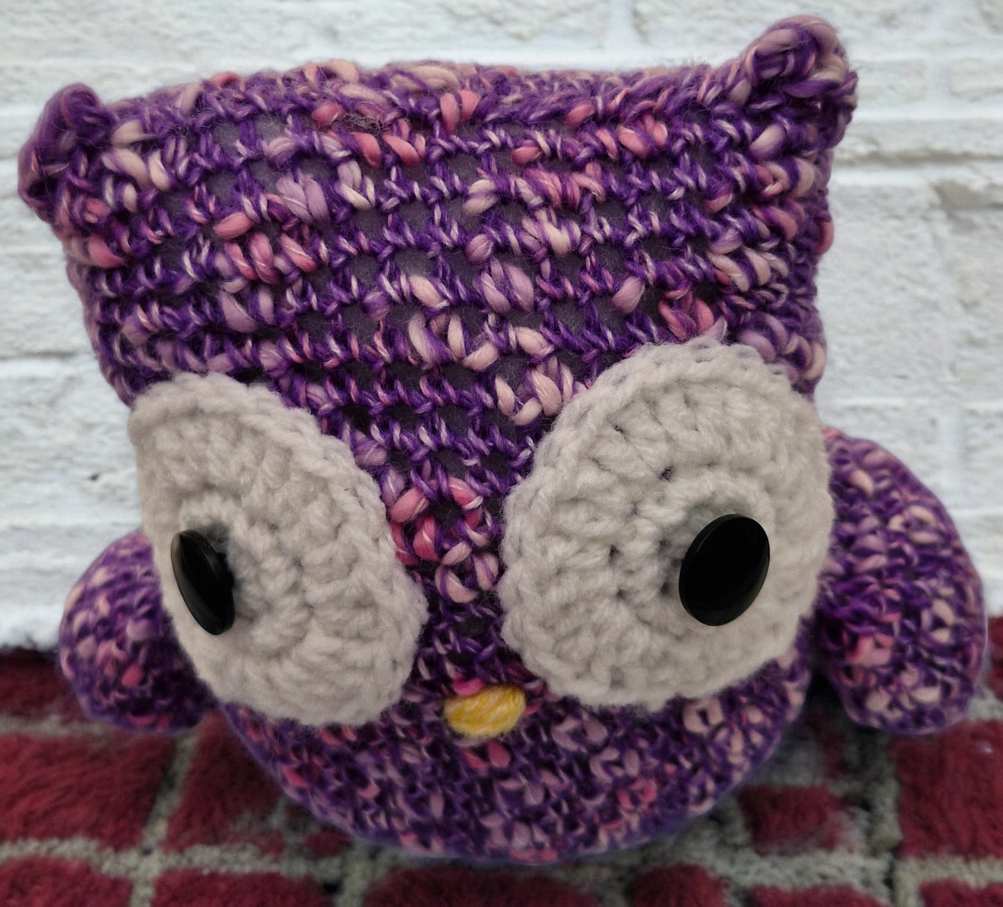 Handmade Crochet Owl - Chunky Purple Soft Toy