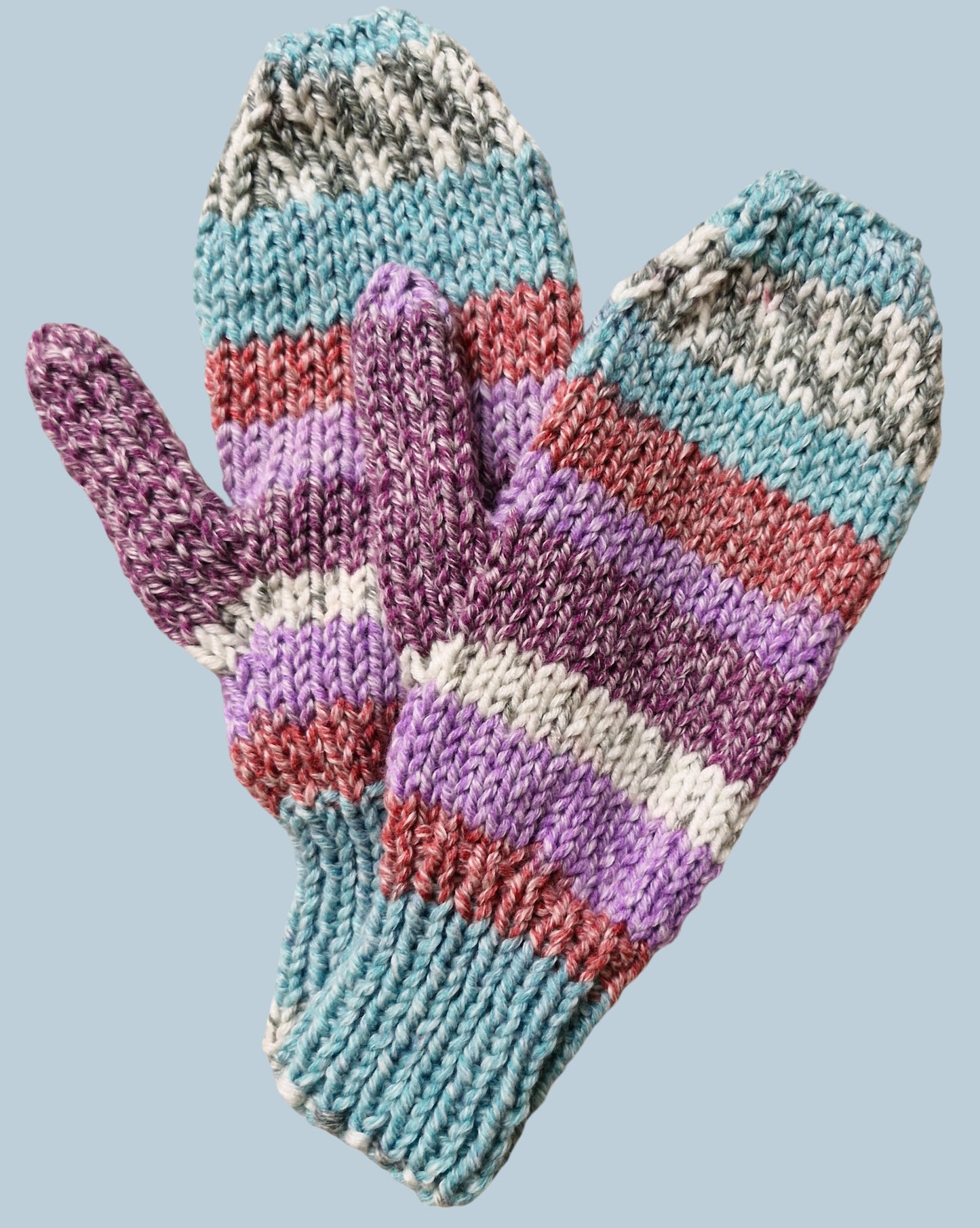 Adult's Mittens - Handmade Knitted Chunky Purple, Grey, Teal, Maroon, Rust