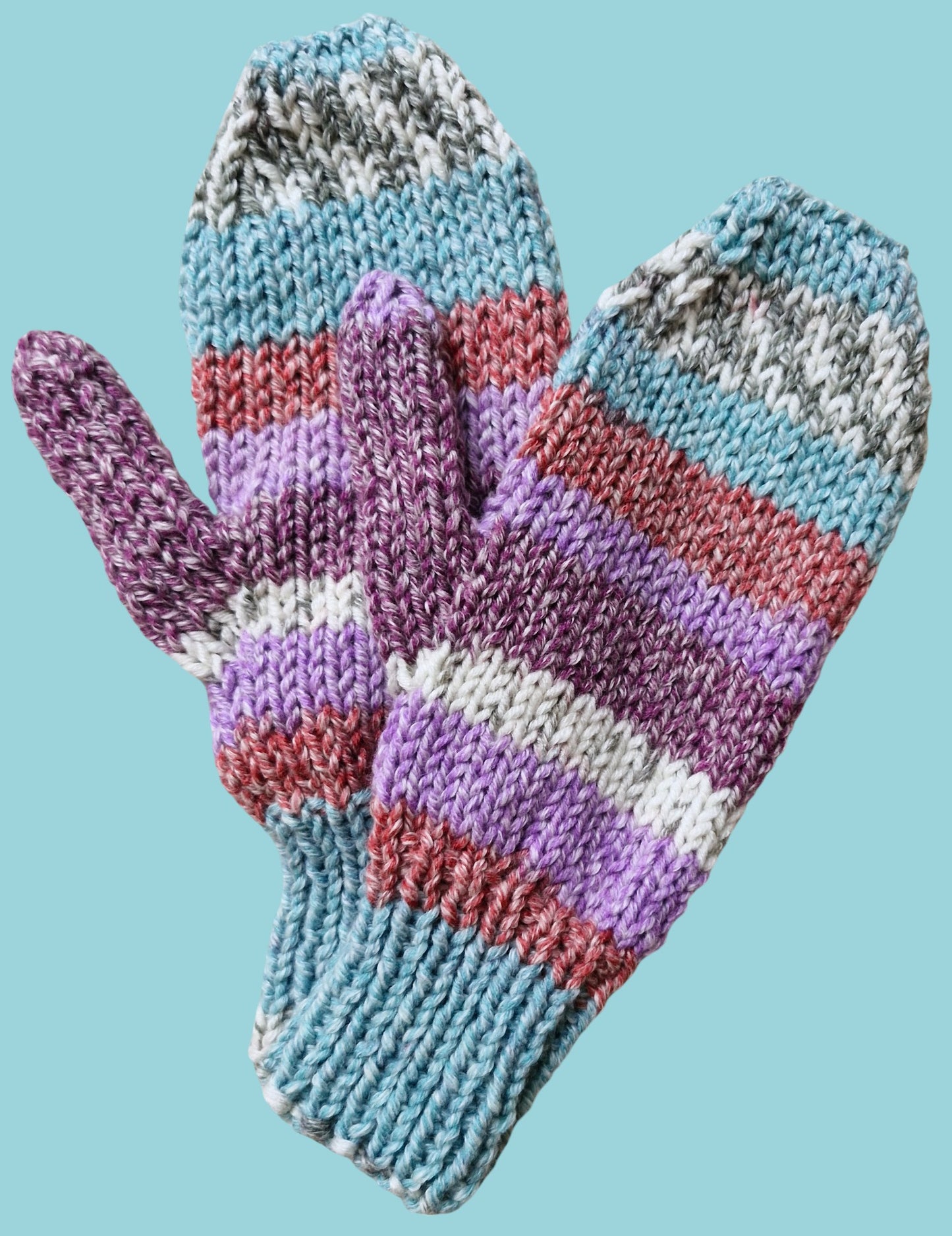 Adult's Mittens - Handmade Knitted Chunky Purple, Grey, Teal, Maroon, Rust