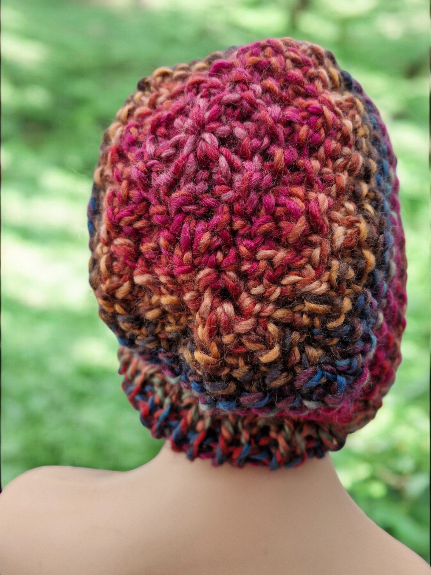 Adult's Handmade Knitted Chunky Thick Hat in Moss Stitch