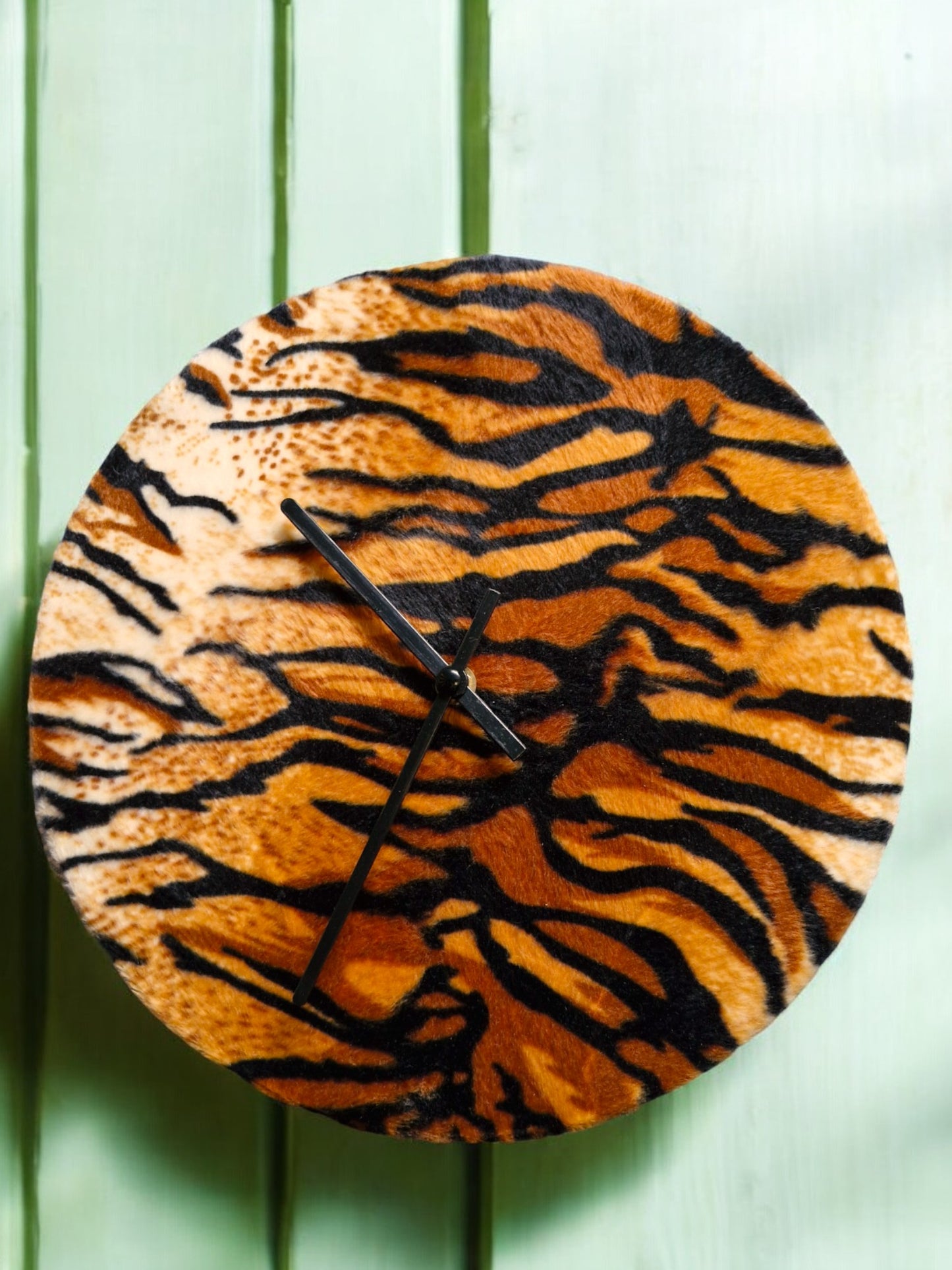 Tiger Animal Print Clock Handmade 30cms 12" Diameter