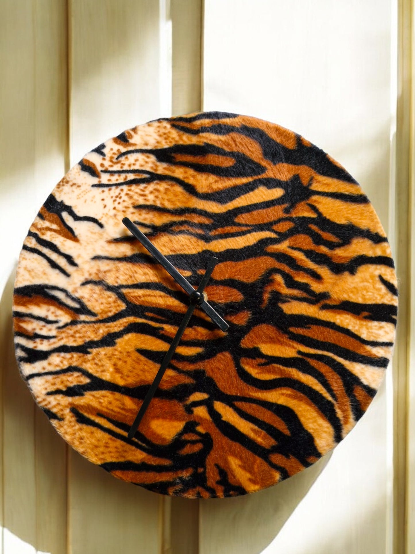 Tiger Animal Print Clock Handmade 30cms 12" Diameter