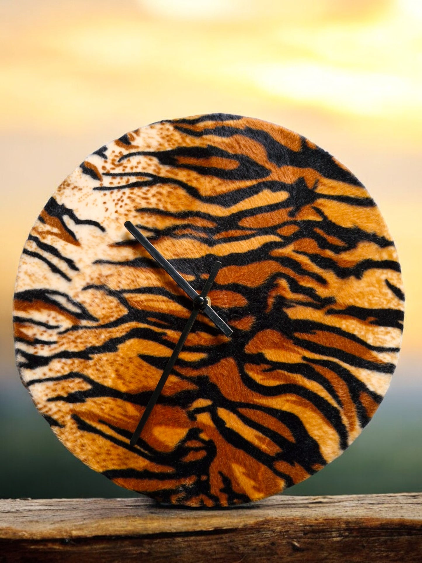 Tiger Animal Print Clock Handmade 30cms 12" Diameter