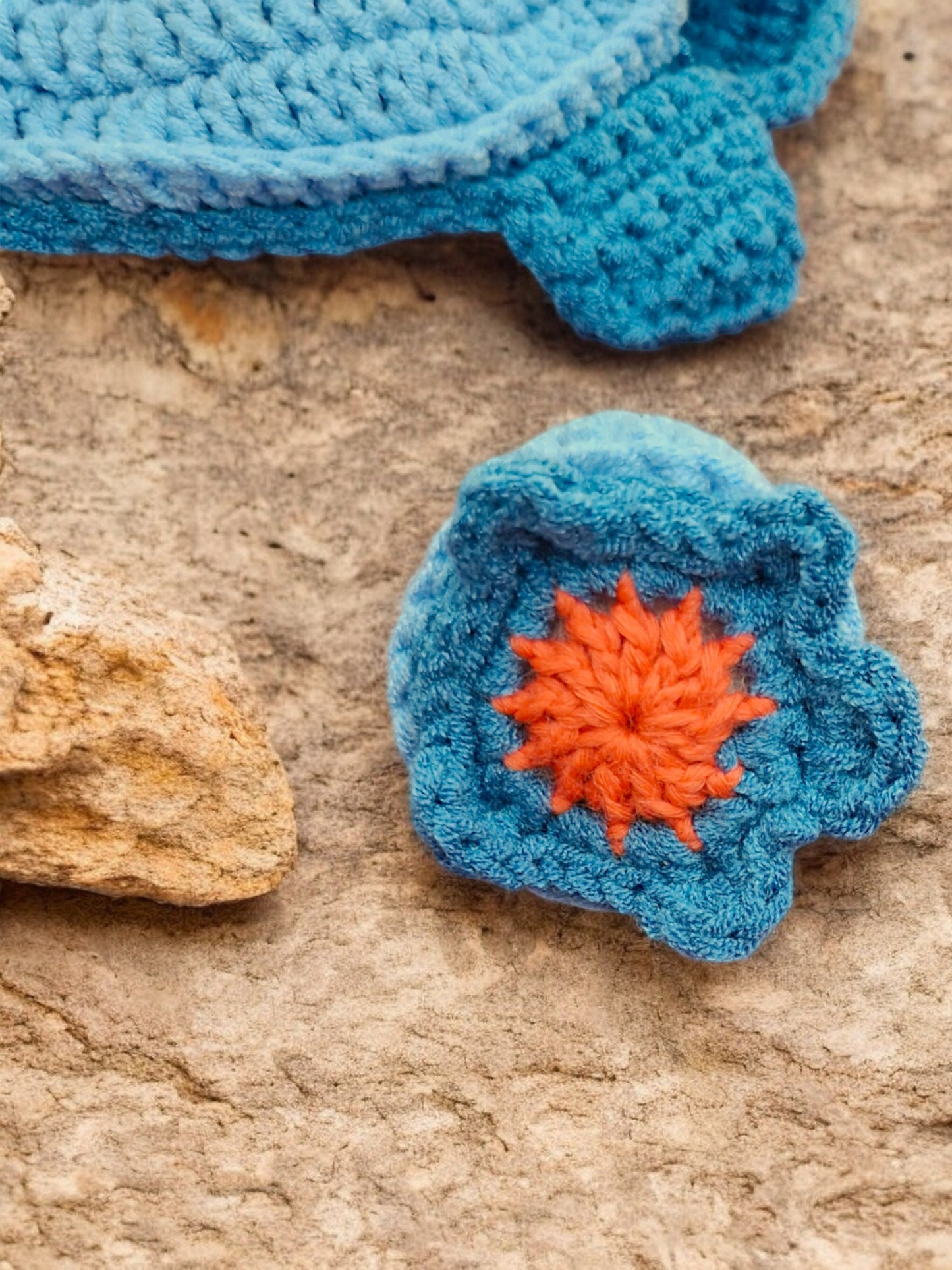 Handmade Crochet Turtle and Babies Memory Game - Soft Toy Blues