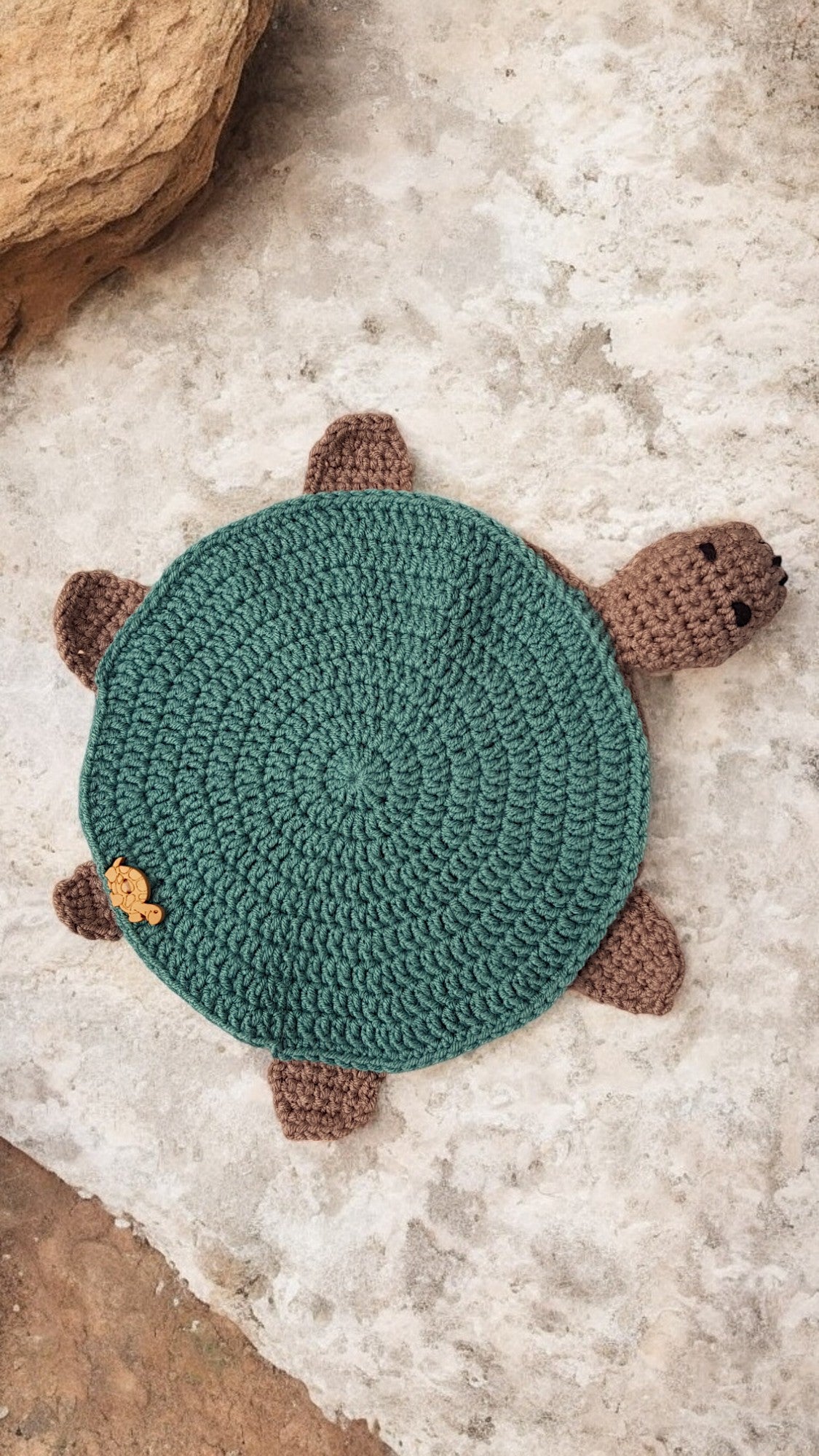 Handmade Crochet Turtle and Babies Memory Game - Soft Toy Sage Green/Brown