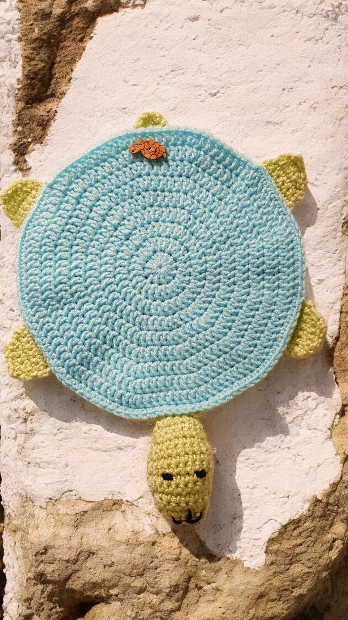 Handmade Crochet Turtle and Babies Memory Game - Soft Toy Light Turquoise/Lime Green