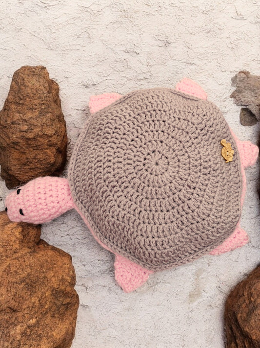 Handmade Crochet Turtle and Babies Memory Game - Soft Toy Mulberry/Pink