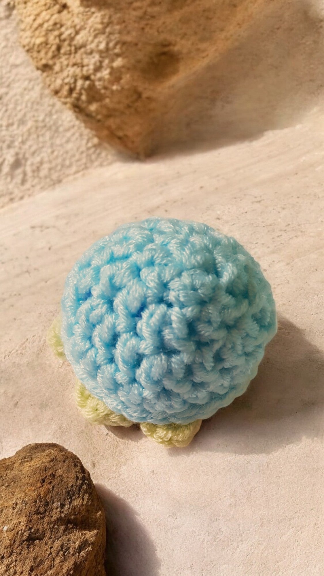 Handmade Crochet Turtle and Babies Memory Game - Soft Toy Light Turquoise/Lime Green